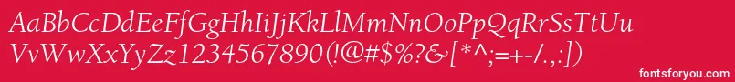 BerkeleystdBookitalic Font – White Fonts on Red Background
