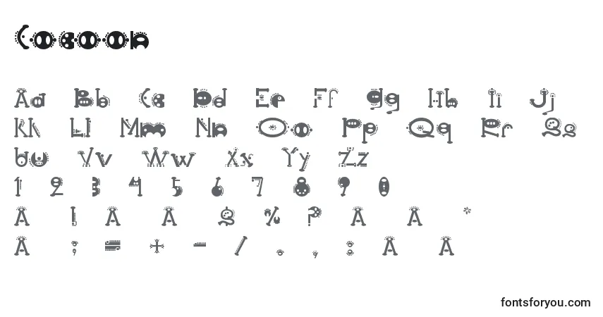 A fonte Cocoon – alfabeto, números, caracteres especiais