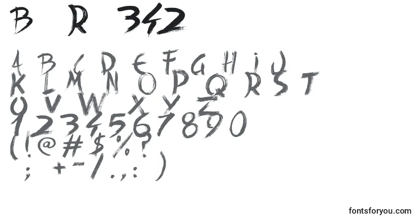 A fonte BackRide342 – alfabeto, números, caracteres especiais