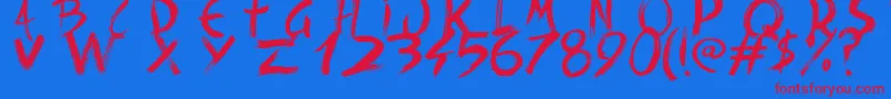 BackRide342-Schriftart – Rote Schriften auf blauem Hintergrund