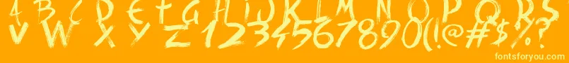 BackRide342-Schriftart – Gelbe Schriften auf orangefarbenem Hintergrund