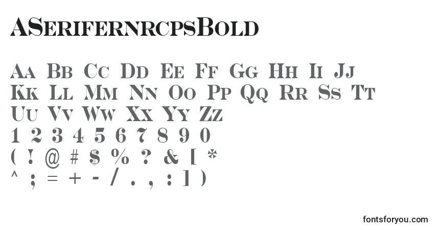 A fonte ASerifernrcpsBold – alfabeto, números, caracteres especiais