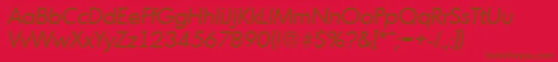 MontrealSerialRegularitalicDb-fontti – ruskeat fontit punaisella taustalla