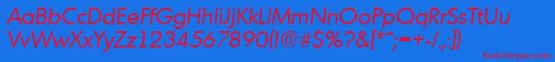 MontrealSerialRegularitalicDb Font – Red Fonts on Blue Background