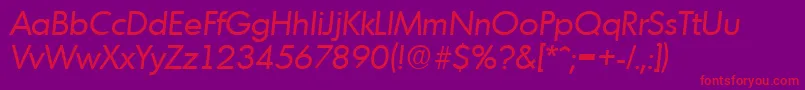 MontrealSerialRegularitalicDb Font – Red Fonts on Purple Background