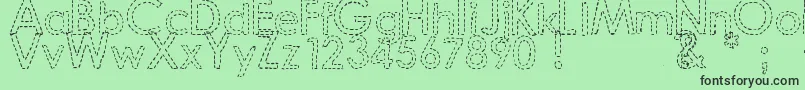 DjbHandStitchedFont-fontti – mustat fontit vihreällä taustalla