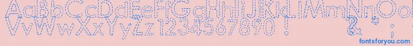 フォントDjbHandStitchedFont – ピンクの背景に青い文字