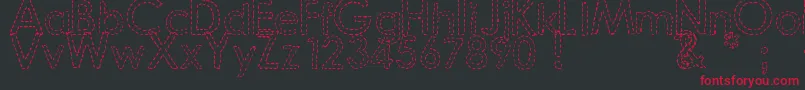 DjbHandStitchedFont-fontti – punaiset fontit mustalla taustalla