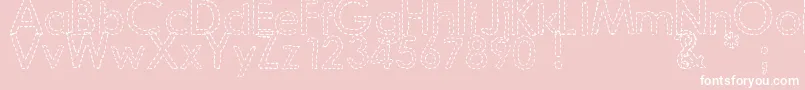Czcionka DjbHandStitchedFont – białe czcionki na różowym tle
