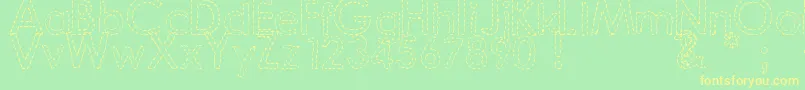 DjbHandStitchedFont-fontti – keltaiset fontit vihreällä taustalla