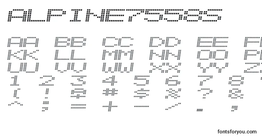Czcionka Alpine7558s – alfabet, cyfry, specjalne znaki