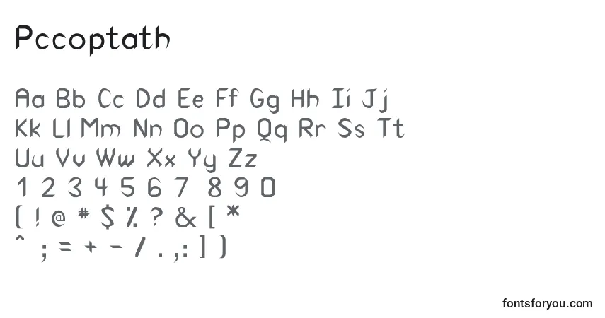 A fonte Pccoptath – alfabeto, números, caracteres especiais