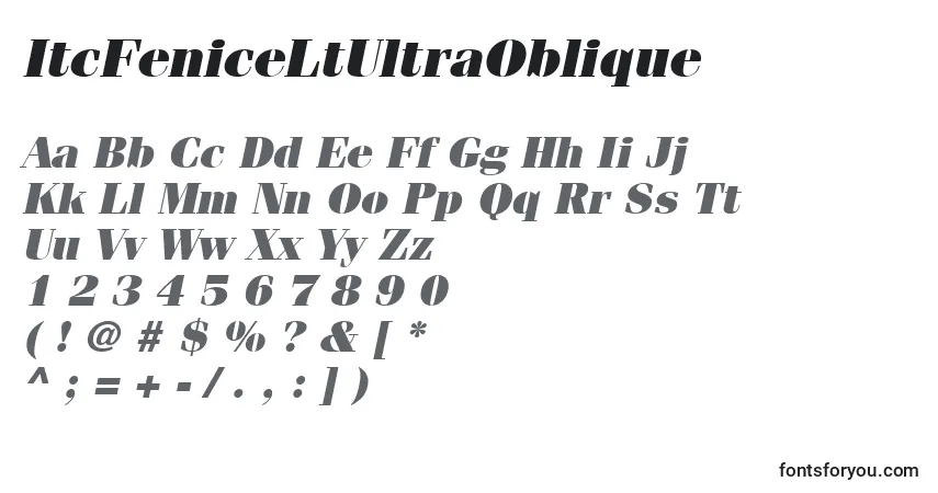 ItcFeniceLtUltraOblique-fontti – aakkoset, numerot, erikoismerkit