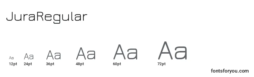 Размеры шрифта JuraRegular