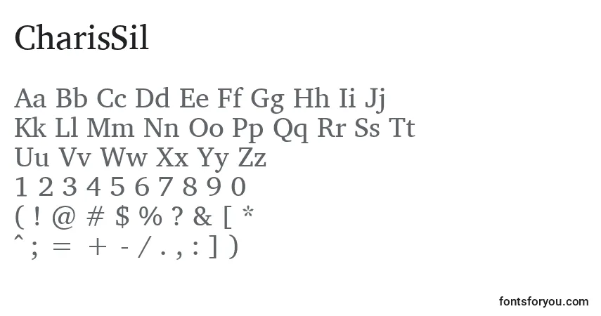 A fonte CharisSil – alfabeto, números, caracteres especiais