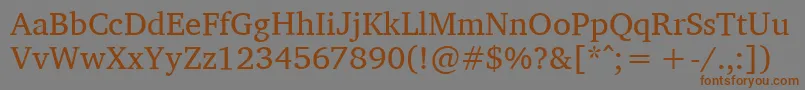 フォントCharisSil – 茶色の文字が灰色の背景にあります。