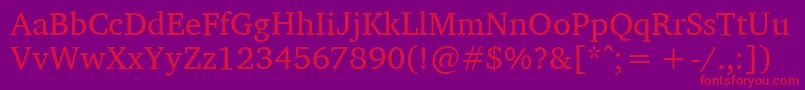 フォントCharisSil – 紫の背景に赤い文字