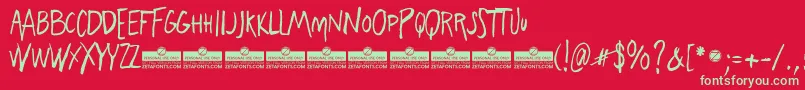 Czcionka FreehandBlockletter – zielone czcionki na czerwonym tle