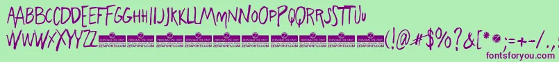 FreehandBlockletter Font – Purple Fonts on Green Background