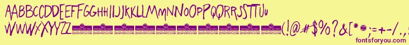 FreehandBlockletter Font – Purple Fonts on Yellow Background