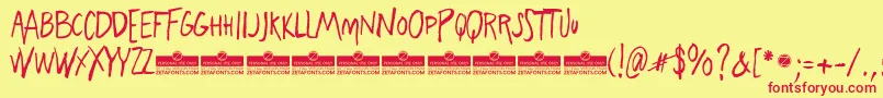 FreehandBlockletter Font – Red Fonts on Yellow Background