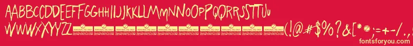 FreehandBlockletter Font – Yellow Fonts on Red Background