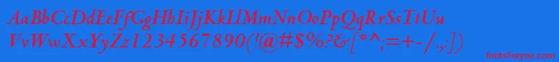 フォントCentaur ffy – 赤い文字の青い背景