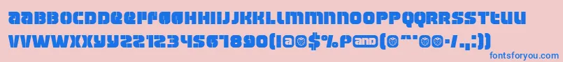Manchester-Schriftart – Blaue Schriften auf rosa Hintergrund