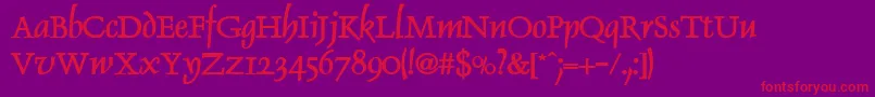 DolphinBold-Schriftart – Rote Schriften auf violettem Hintergrund