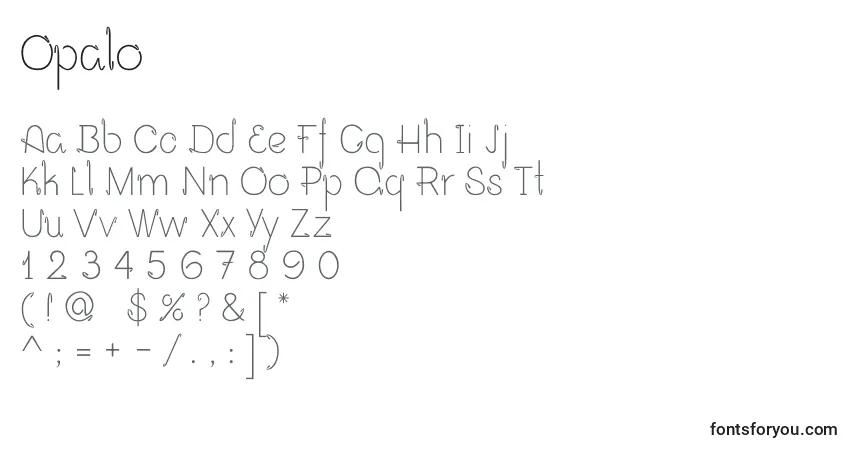 A fonte Opalo (43048) – alfabeto, números, caracteres especiais