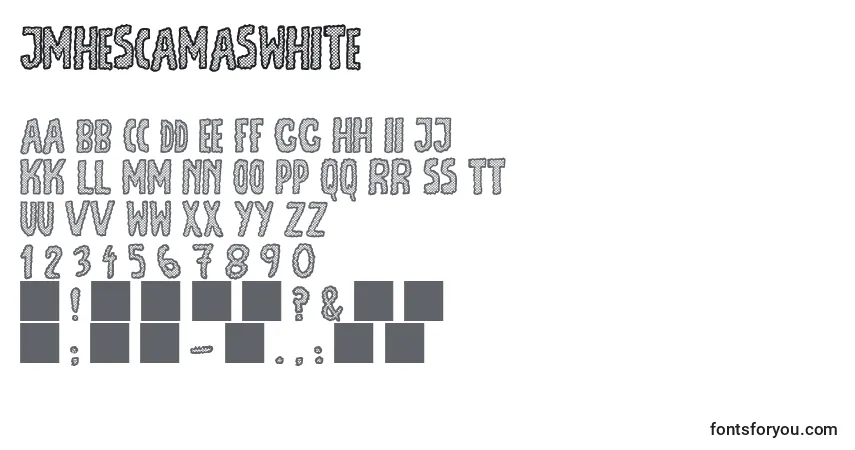 Schriftart JmhEscamasWhite – Alphabet, Zahlen, spezielle Symbole