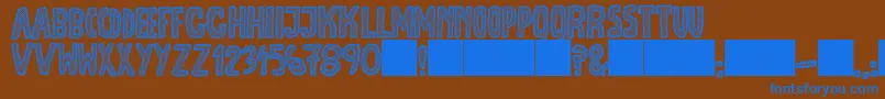 フォントJmhEscamasWhite – 茶色の背景に青い文字
