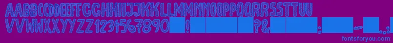 JmhEscamasWhite-Schriftart – Blaue Schriften auf violettem Hintergrund