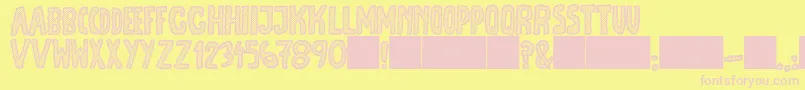 JmhEscamasWhite Font – Pink Fonts on Yellow Background