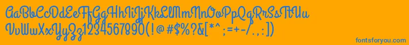 フォントGrandhotelRegular – オレンジの背景に青い文字