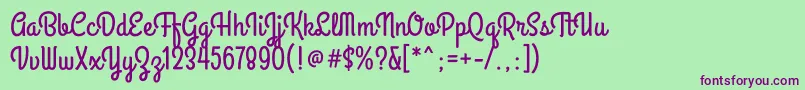 GrandhotelRegular Font – Purple Fonts on Green Background
