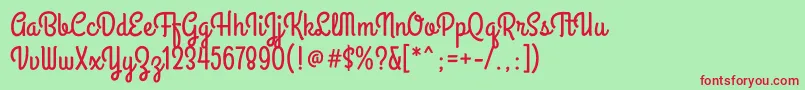 GrandhotelRegular Font – Red Fonts on Green Background
