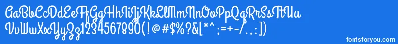 Czcionka GrandhotelRegular – białe czcionki na niebieskim tle