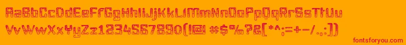 Czcionka YouthanasiaTexture – czerwone czcionki na pomarańczowym tle