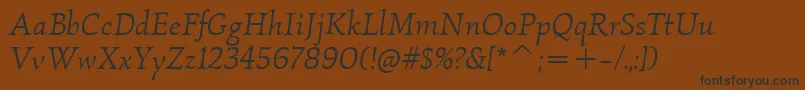 KallosItcBookItalic Font – Black Fonts on Brown Background