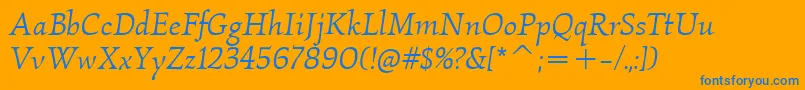 KallosItcBookItalic Font – Blue Fonts on Orange Background