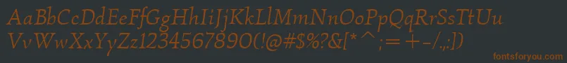 Шрифт KallosItcBookItalic – коричневые шрифты на чёрном фоне