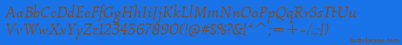 KallosItcBookItalic Font – Brown Fonts on Blue Background