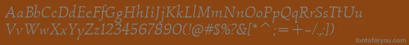 KallosItcBookItalic Font – Gray Fonts on Brown Background