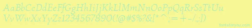 Fonte KallosItcBookItalic – fontes verdes em um fundo amarelo