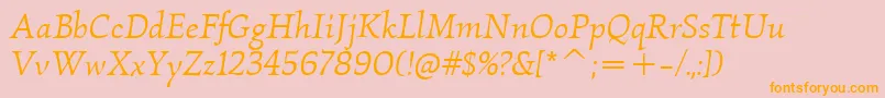 KallosItcBookItalic Font – Orange Fonts on Pink Background