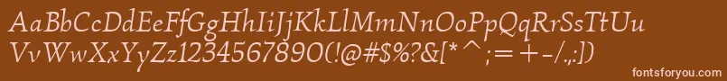 KallosItcBookItalic Font – Pink Fonts on Brown Background