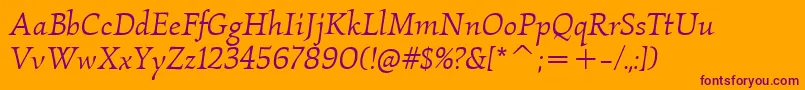 KallosItcBookItalic Font – Purple Fonts on Orange Background