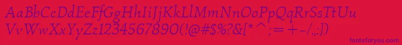 KallosItcBookItalic Font – Purple Fonts on Red Background