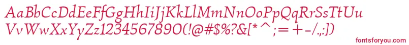 KallosItcBookItalic Font – Red Fonts on White Background
